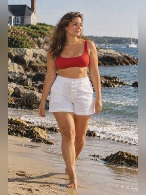 J Crew Womens Bikini Top XL Vintage Red Heritage Scoop Neck Retro 90s Beach